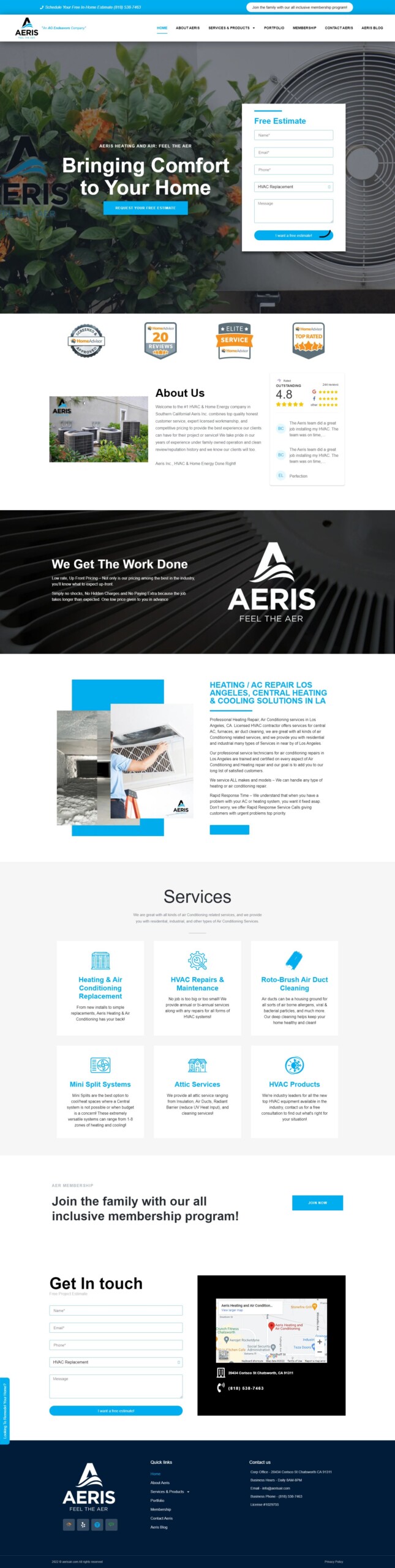 Image of Aeris Air's website