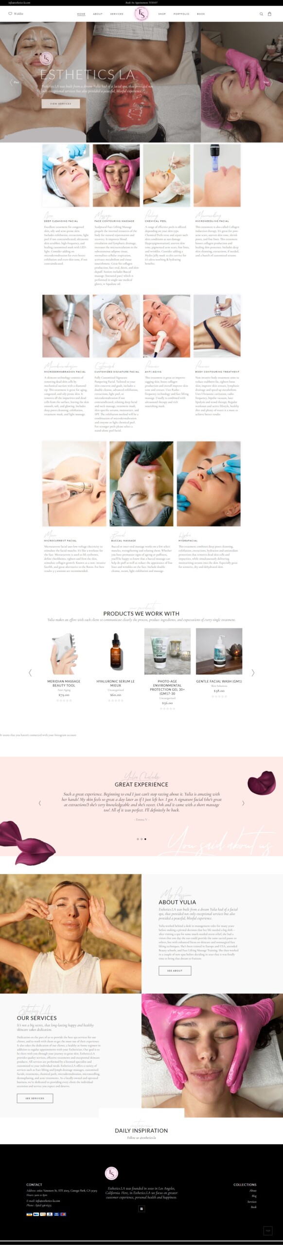 Image of Esthetics LA's website
