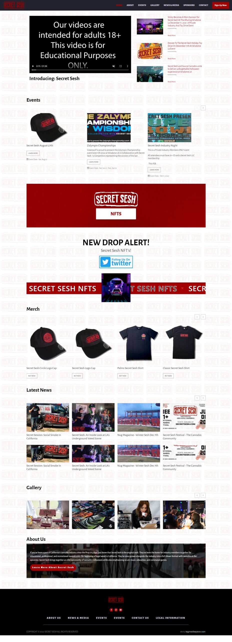 Image of Secret Sesh's website