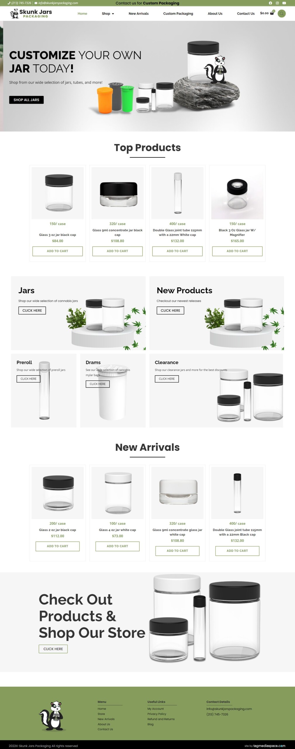 Image of Skunk Jars Packaging's website