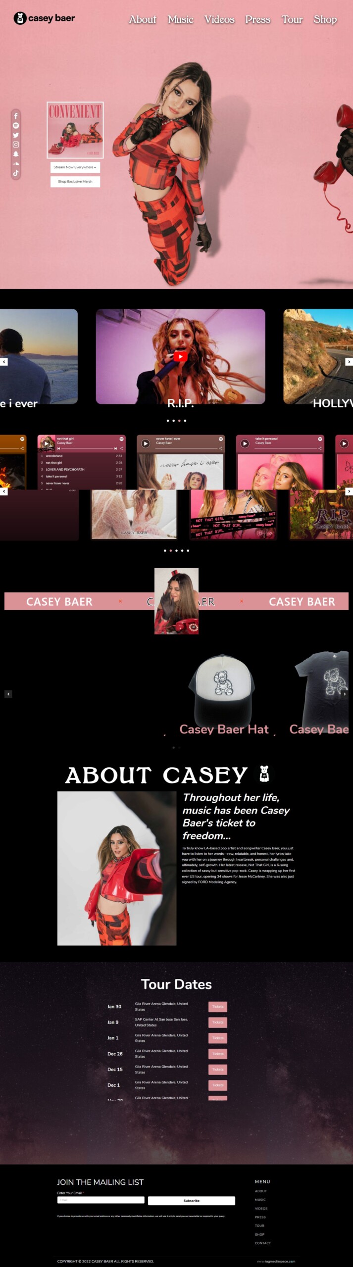 Image of Casey Baer's website